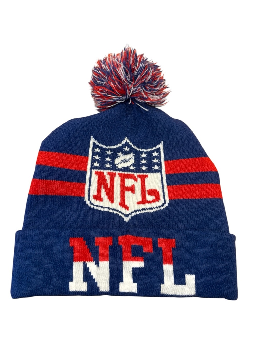 NFL Pom Beanie Hat - Navy, Red, White